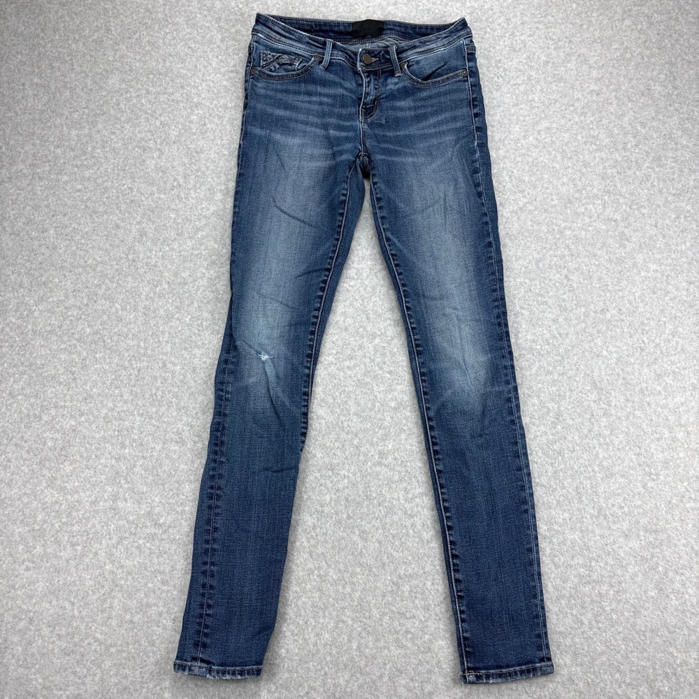 Buckle Black Jeans Womens 25 Blue Skinny Stretch Faded No. 53 Whiskered Low Rise